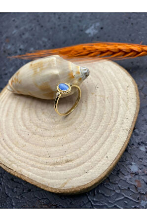 Mavi Damla Çıtır Altın Yüzük