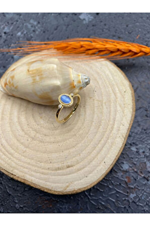 Mavi Damla Çıtır Altın Yüzük