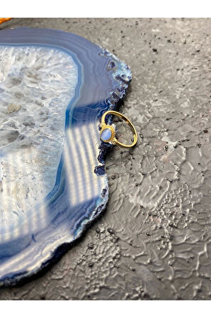 Mavi Damla Çıtır Altın Yüzük