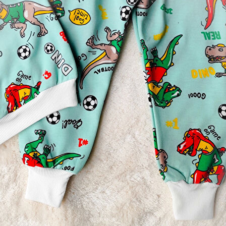 Dino Mevsimlik Pamuklu Pijama Takımı