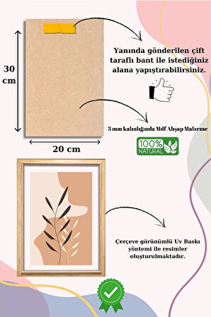 5 Parça Çerçeve Görünümlü Mdf Tablo Seti,  Oturma Odası, Salon, Ofis, Ev Duvar Tablosu