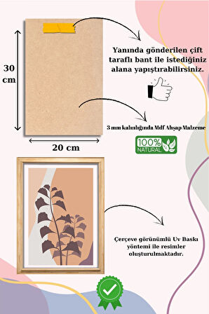 5 Parça Çerçeve Görünümlü Mdf Tablo Seti,  Oturma Odası, Salon, Ofis, Ev Duvar Tablosu