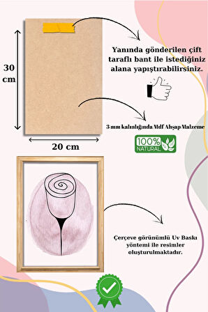 5 Parça Çerçeve Görünümlü Mdf Tablo Seti,  Oturma Odası, Salon, Ofis, Ev Duvar Tablosu