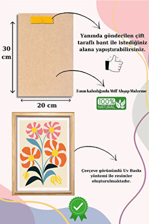 5 Parça Çerçeve Görünümlü Mdf Tablo Seti,  Oturma Odası, Salon, Ofis, Ev Duvar Tablosu