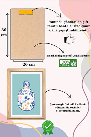5 Parça Çerçeve Görünümlü Mdf Tablo Seti,  Oturma Odası, Salon, Ofis, Ev Duvar Tablosu
