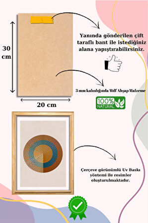 5 Parça Çerçeve Görünümlü Mdf Tablo Seti,  Oturma Odası, Salon, Ofis, Ev Duvar Tablosu