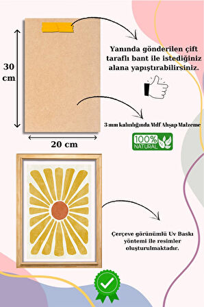 5 Parça Çerçeve Görünümlü Mdf Tablo Seti,  Oturma Odası, Salon, Ofis, Ev Duvar Tablosu