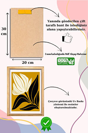 5 Parça Çerçeve Görünümlü Mdf Tablo Seti,  Oturma Odası, Salon, Ofis, Ev Duvar Tablosu