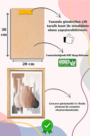 5 Parça Çerçeve Görünümlü Mdf Tablo Seti,  Oturma Odası, Salon, Ofis, Ev Duvar Tablosu