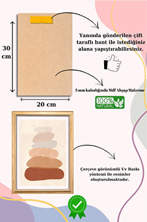 5 Parça Çerçeve Görünümlü Mdf Tablo Seti,  Oturma Odası, Salon, Ofis, Ev Duvar Tablosu