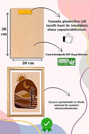 5 Parça Çerçeve Görünümlü Mdf Tablo Seti,  Oturma Odası, Salon, Ofis, Ev Duvar Tablosu