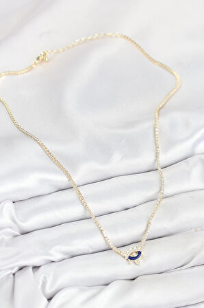 Dodes Pirinç Zirkon Taşlı Su Yolu Göz Model Gold Renk Kadın Kolye TG27BKO10547