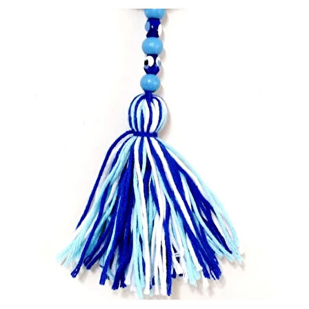 Dodes Ponponlu Nazar Boncuğu Desenli El Yapımı Mini Kapı, Duvar ve Araba Süsü