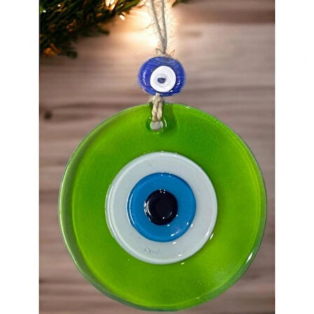 Dodes Şeffaf Yeşil Nazar Boncuklu Duvar Süsü 10 Cm Cam Duvar Dekoru