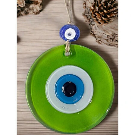 Dodes Şeffaf Yeşil Nazar Boncuklu Duvar Süsü 10 Cm Cam Duvar Dekoru