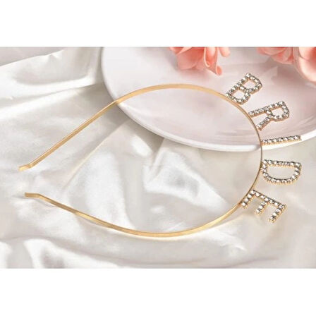 Dodes Altın Gold Renk Bekarlığa Veda Kristal Taş Bride Tacı İthal