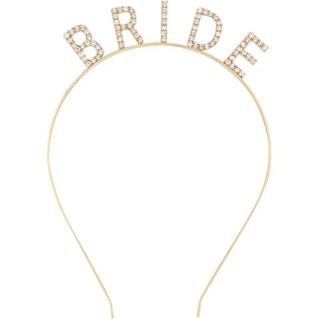 Dodes Altın Gold Renk Bekarlığa Veda Kristal Taş Bride Tacı İthal