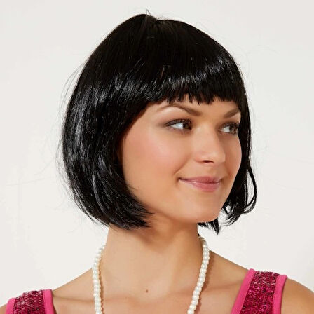 Dodes Siyah Renk Parti Peruğu Küt Saç