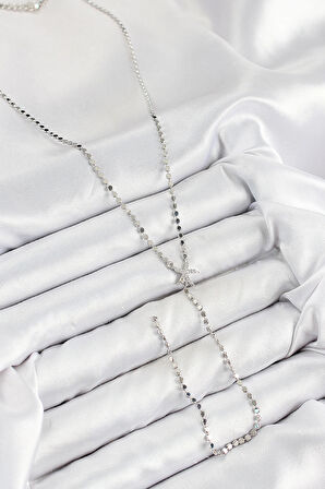 Dodes Pirinç Zirkon Taşlı Ezme Zincirli Deniz Yıldızı Model Gümüş Renk Y Kolye TG27BKO10466