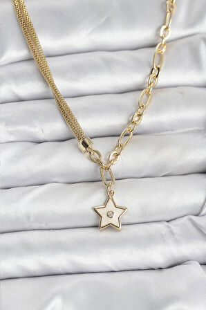 Dodes Dodes Gold Renk Pirinç Yıldız Model Kadın Kolye TG27BKO10639