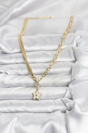 Dodes Dodes Gold Renk Pirinç Yıldız Model Kadın Kolye TG27BKO10639