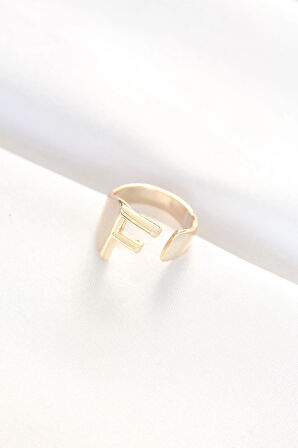 Dodes F Harfli Altın Renk Ayarlanabilir Yüzük TG27BYK3154