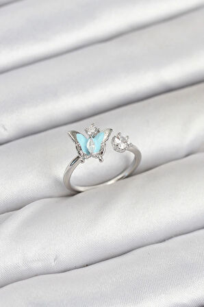 Dodes Dodes Pirinç Gümüş Renk Kelebek Model Kadın Yüzük TG27BYK3865