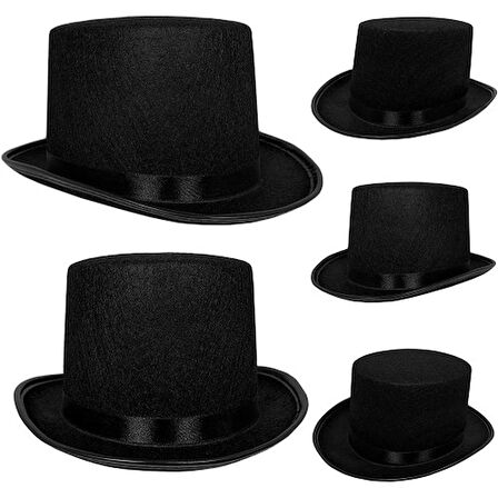 Dodes Yetişkin Boy Siyah Renk Keçe Sihirbaz Fötr Şapka