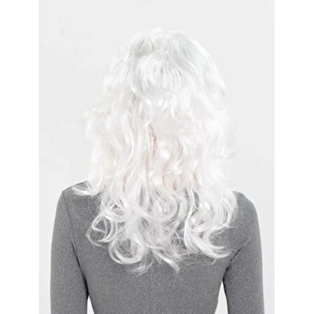 Dodes Beyaz Renk Kahküllü Dalgalı Uzun Parti Peruğu