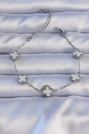 Dodes Dodes 316L Çelik Gümüş Renk Sedefli Baby Boy Yonca Model Bileklik TG27BB6302