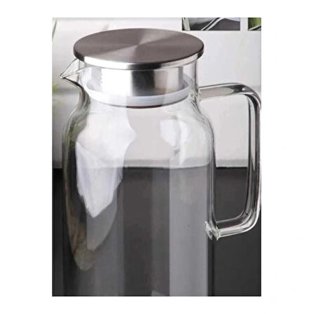 Dodes 1500 ml Borosilikat Cam Su Sürahisi - Metal Kapaklı ve Isıya Dayanıklı