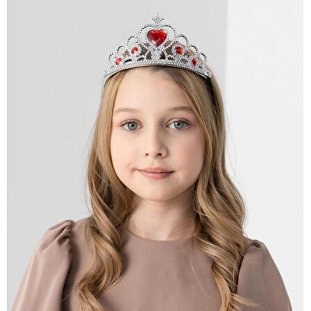 Dodes Kalp Taşlı Kırmızı Renk Karlar Ülkesi Elsa Anna Frozen Tacı