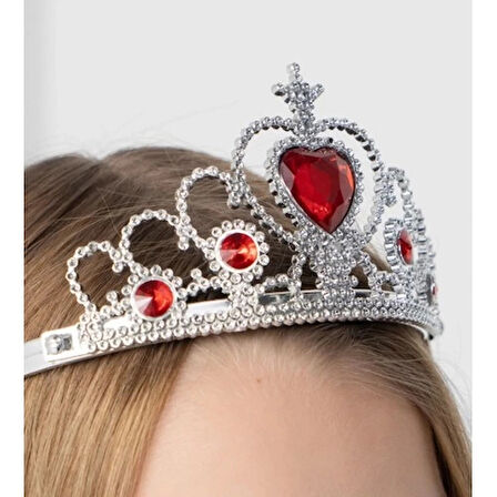 Dodes Kalp Taşlı Kırmızı Renk Karlar Ülkesi Elsa Anna Frozen Tacı