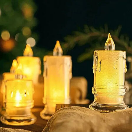 Dodes Gerçekçi Titrek Alev Efektli Pilli LED Mum 12'li Paket