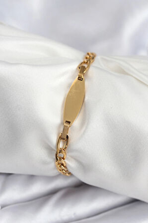 Dodes Dodes 316L Çelik Gold Renk Oval Yazı Yazmaya Uygun Kadın Bileklik TG27BB7917