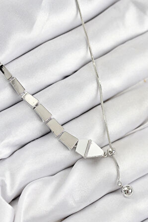 Dodes Dodes Pirinç Yılan Model Gümüş Renk Asansörlü Kadın Kolye TG27BKO10553