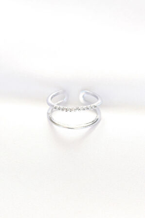 Dodes Dodes 2li Görünümlü Su Yolu Tasarımlı Silver Renk Ayarlanabilir Yüzük TG27BYK3135