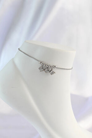 Dodes Dodes 316L Çelik Gümüş Renk Minimal Kelebek Tasarımlı Halhal TG27HH1570