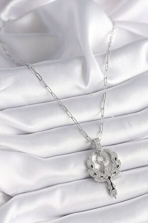 Dodes 316L Çelik Gümüş Renk Zirkon Taşlı Anka Kuşu Model Kadın Kolye TG27BKO9527