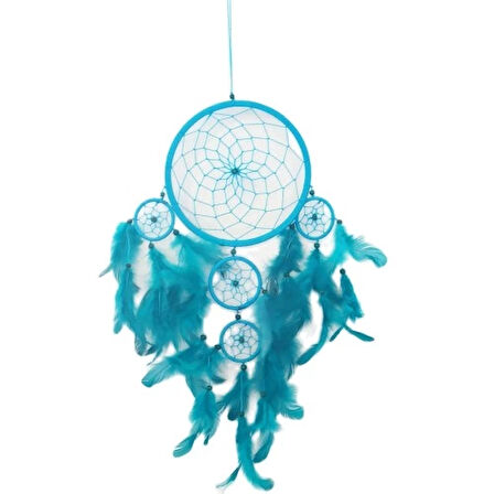 Dodes Turkuaz Rengi Kuş Tüylü Boncuklu Düş Kapanı El Yapımı Duvar Süsü