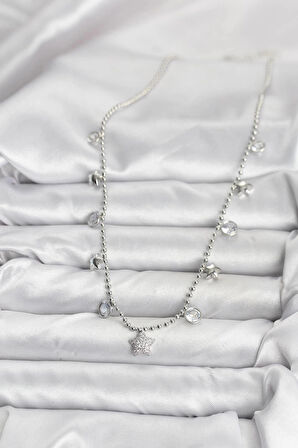 Dodes Dodes Pirinç Gümüş Renk Yıldız Model Kadın Kolye TG27BKO10650