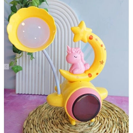 Dodes Çocuk Odası Ay ve Unicorn Desenli Gece Lambası