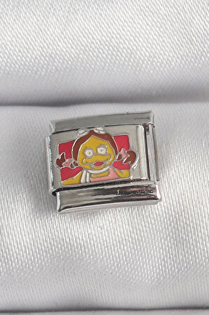 Dodes 316L Çelik Gümüş Renk Renkli Çocuk İşlemeli Nomination Charm TG27BC1388