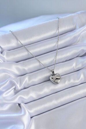 Dodes 316L Çelik Gümüş Renk Zirkon Taşlı Kalp Model Kadın Kolye TG27BKO7627