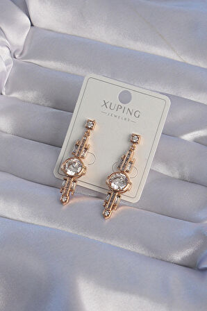 Dodes XUPİNG Rose Renk Zirkon Taşlı Geometrik Sallantılı Küpe TG27BKP9355