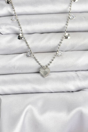 Dodes Dodes Pirinç Gümüş Renk Kalp Model Kadın Kolye TG27BKO10653