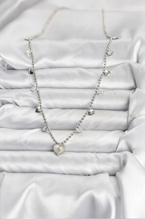 Dodes Dodes Pirinç Gümüş Renk Kalp Model Kadın Kolye TG27BKO10653