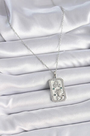 Dodes Dodes 316L Çelik Gümüş Renk Zincir Aslan Burcu Zirkon Taşlı Kadın Kolye TG27BKO9451