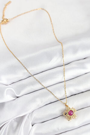 Dodes 316L Çelik Zirkon Taşlı Döner Güneş Model Gold Renk Kadın Kolye TG27BKO10510