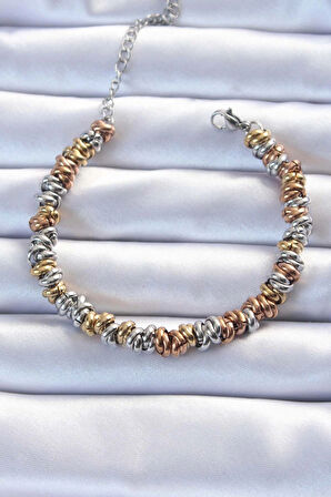 Dodes 316L Çelik Karışık Renkli İç İçi Geçmeli Bombeli Bileklik TG27BB6323